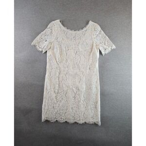 Boden Dress Size 10 Ivory Knee Length‎ Eyelet Scalloped Long Lace Crochet